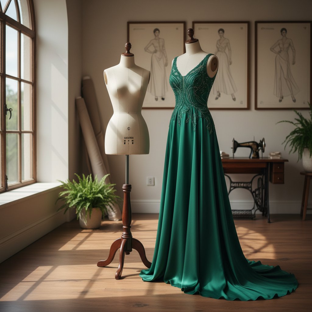 Silk evening gown